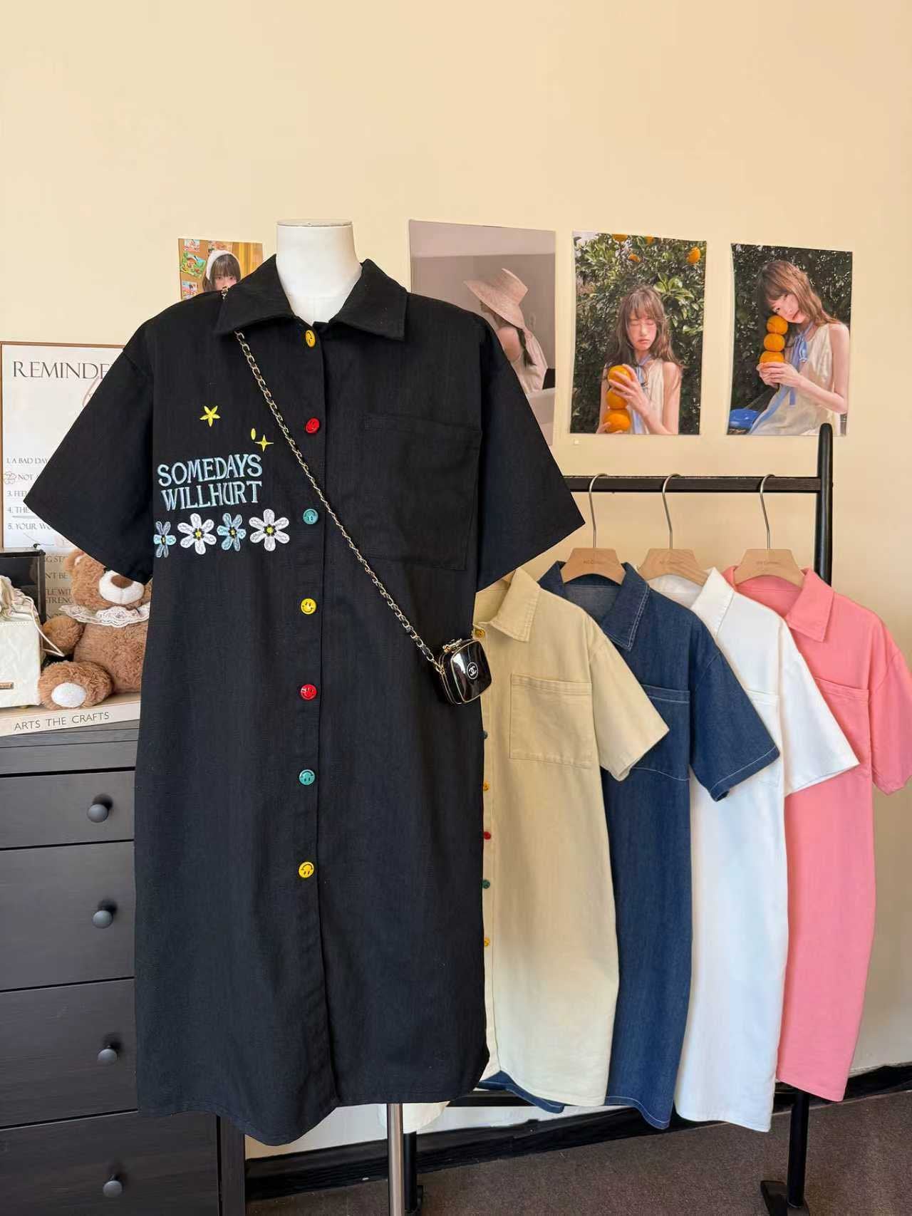 Pre-Order Korean Style Button-Down Denim Mini Dress  | Smartshop