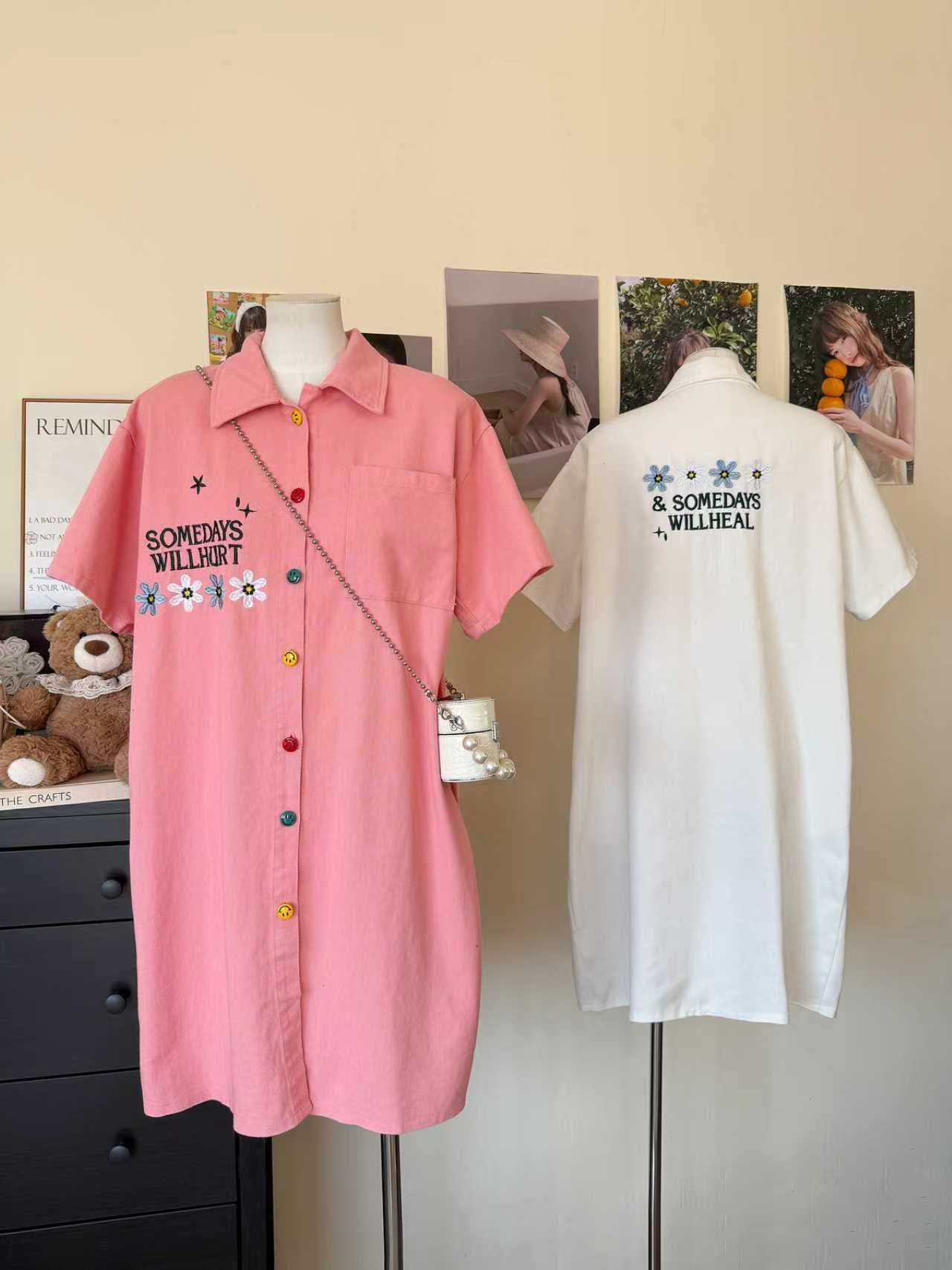 Pre-Order Korean Style Button-Down Denim Mini Dress  | Smartshop