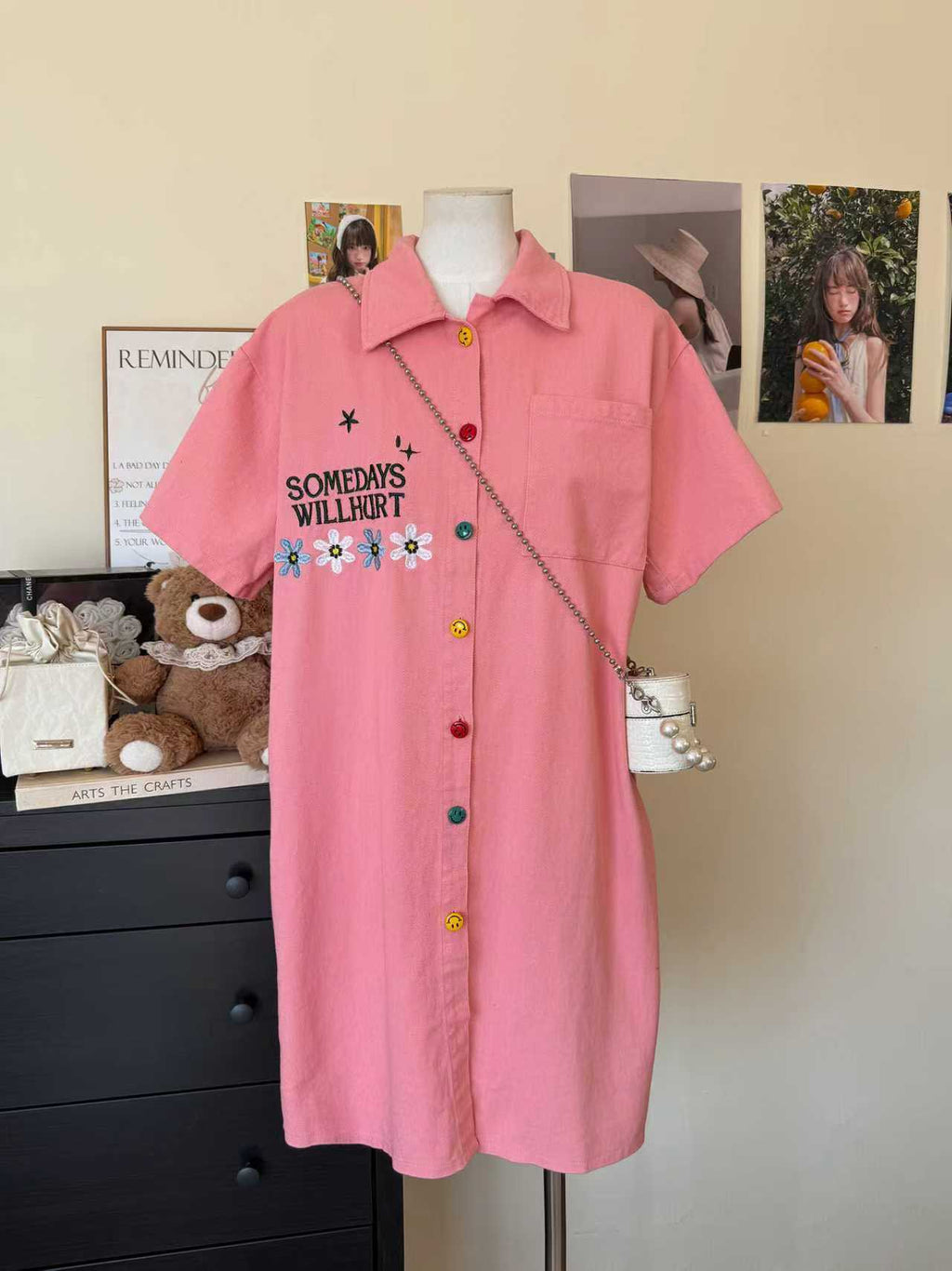 Pre-Order Korean Style Button-Down Denim Mini Dress  | Smartshop