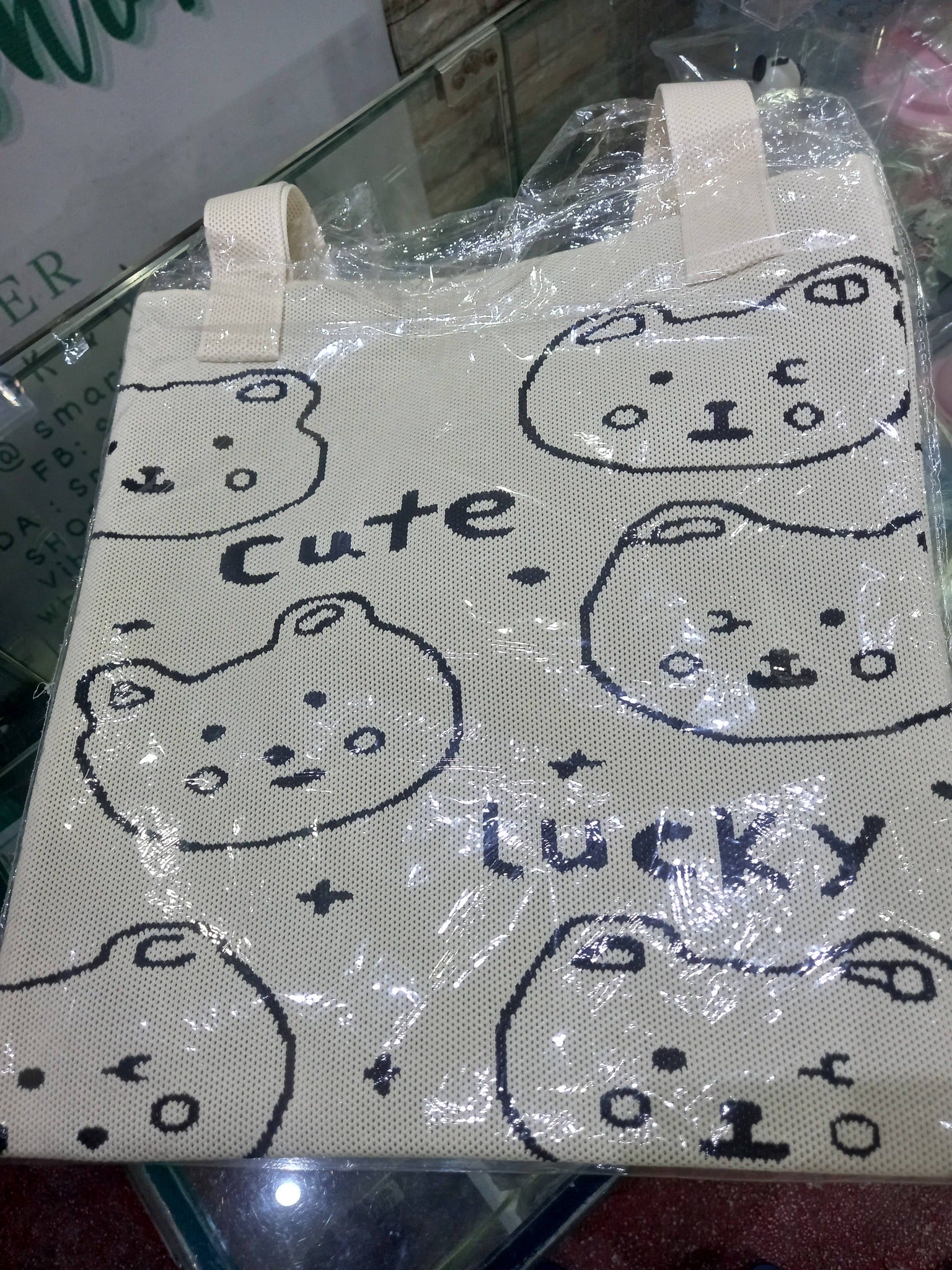 Knitted Tote Bag - Lucky & Aesthetic Canvas Bag | Smartshop