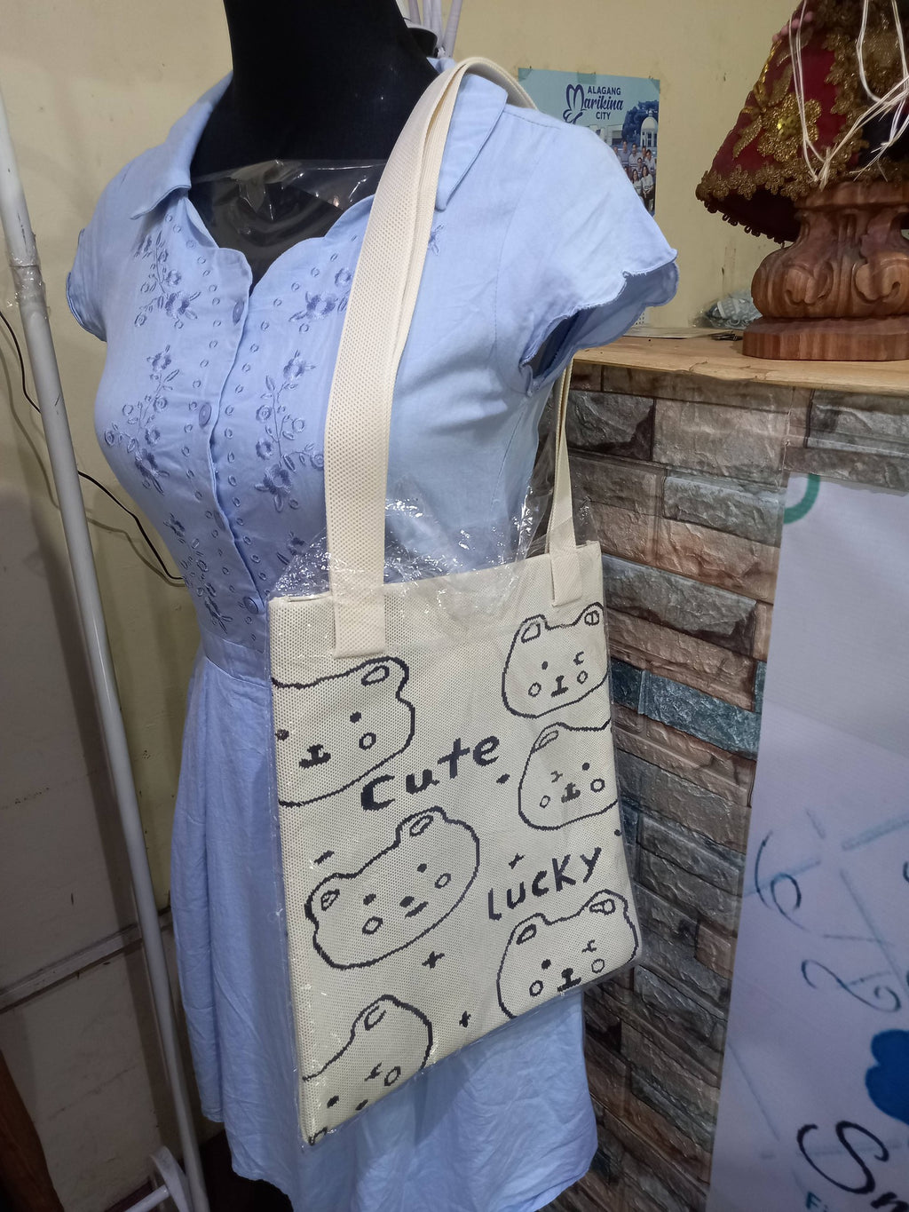 Knitted Tote Bag - Lucky & Aesthetic Canvas Bag | Smartshop