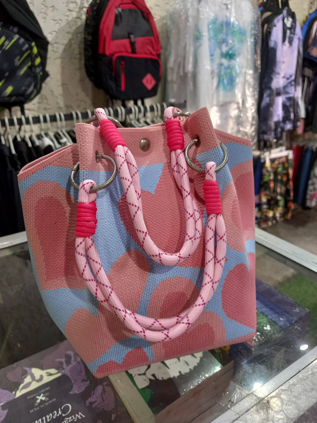 Woven Knit Bucket Handbag with Rope Handles – Smartshop