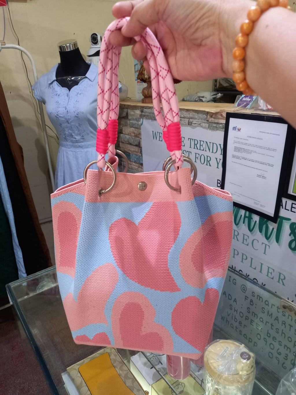 Woven Knit Bucket Handbag with Rope Handles – Smartshop