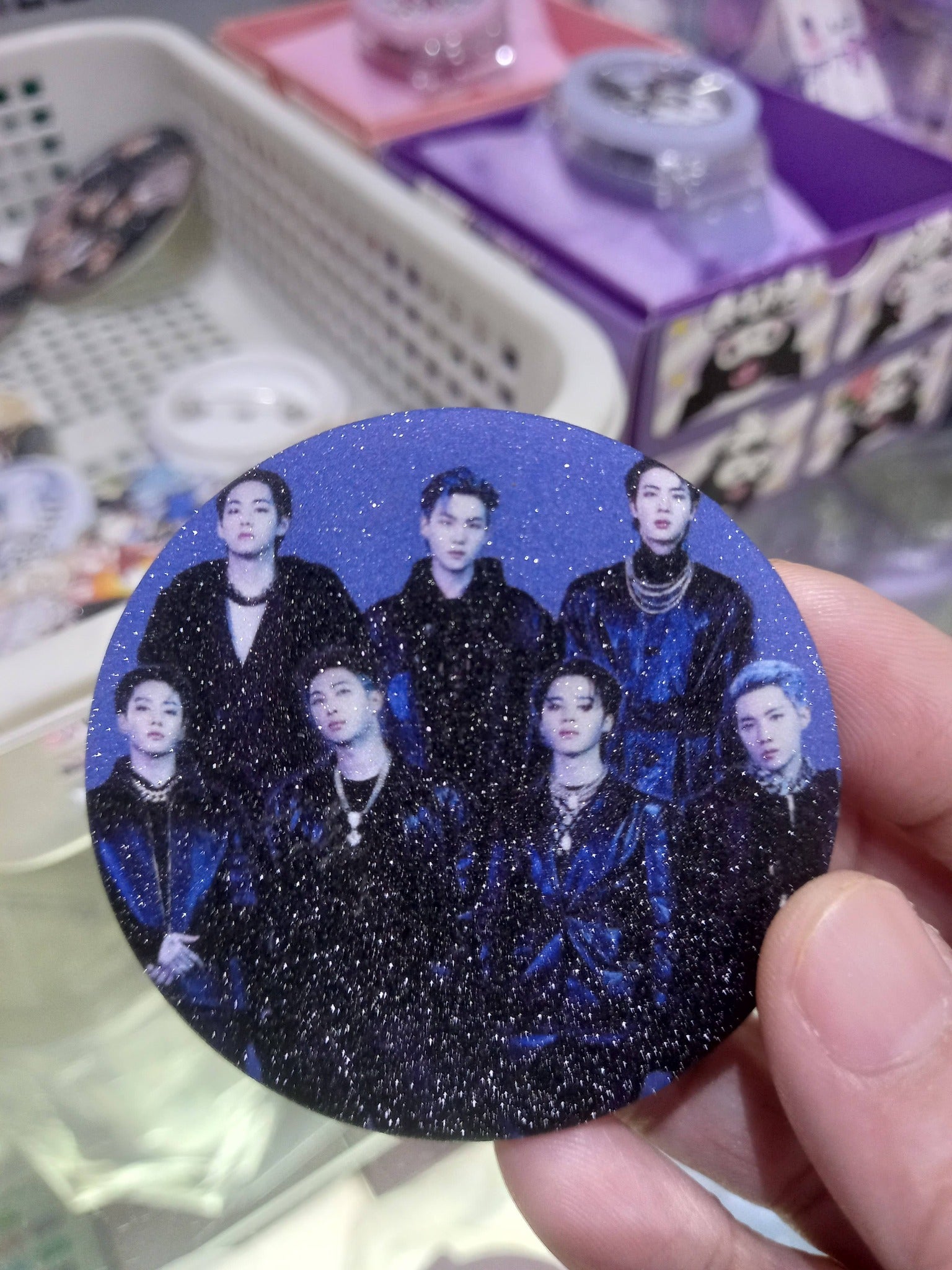 BTS Ot7 Member Glitter Button - Large Premium K-Pop Badge | Smartshop Exclusive