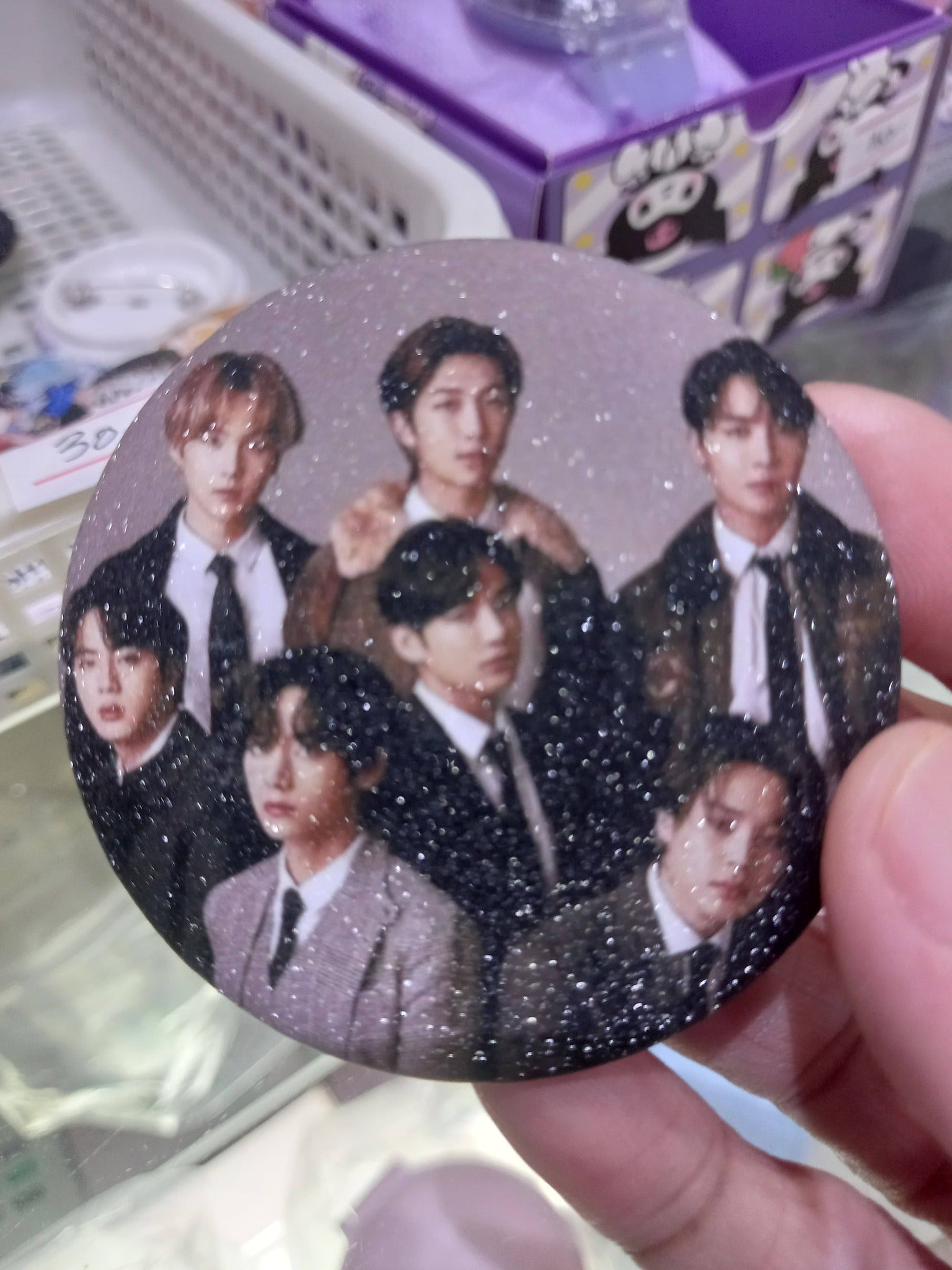 BTS Ot7 Member Glitter Button - Large Premium K-Pop Badge | Smartshop Exclusive