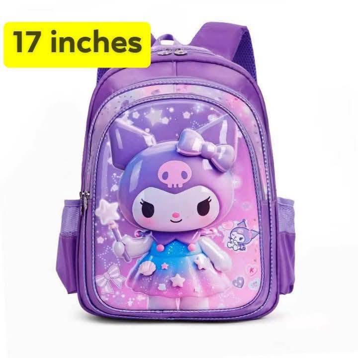 Adorable 17-Inch Kuromi Backpack – Magical Purple School Bag for Kids